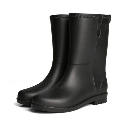 Fashionable Rain Boots for Women, Mid-Calf Women's Water Shoes, Women's Adult Velvet Rain Boots, Non-Slip Half-Tube Water Boots, Women's Rubber Shoes Wholesale