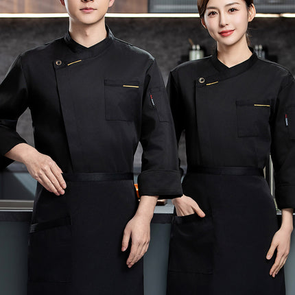 French Chef Overalls Long-Sleeved Men's Hotel Restaurant Kitchen Breathable Sweat-Absorbent Summer Chef Uniforms Short-Sleeved Women's Wholesale
