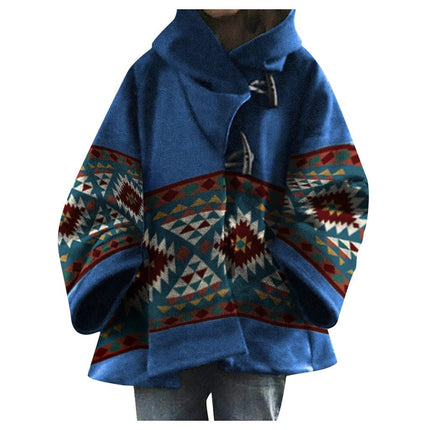 2025 Export Ebay Amazon New European and American Autumn and Winter Women's Long-Sleeved Hooded Jacket Printed Dragon and Phoenix Coat