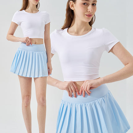 Spring and Summer New Dopamine Yoga Short Skirt Anti-running Fake Two-piece Tennis Skirt Quick-drying Fitness Sports Skirt Pleated Skirt