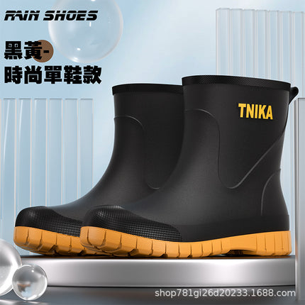 2025 Cross-border Men's Rain Boots Water Shoes Waterproof Wear-resistant Rubber Shoes Rain Boots Non-slip Short PVC Water Boots
