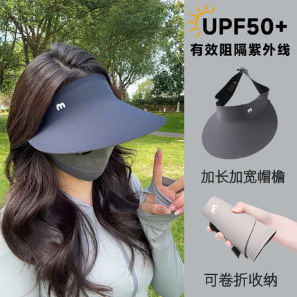 Big-brimmed Hat Empty-top Women's Sunscreen Hat Summer Face-shading Unmarked Sun Hat UV-proof Hat Outdoor Cycling