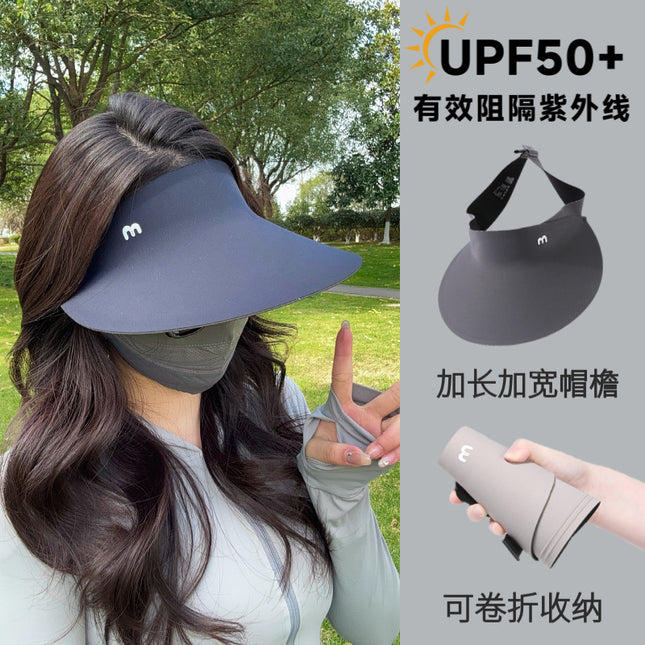 Big-brimmed Hat Empty-top Women's Sunscreen Hat Summer Face-shading Unmarked Sun Hat UV-proof Hat Outdoor Cycling
