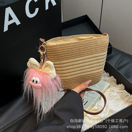 Summer Popular Bags for Women 2025 New Fashion Casual Crossbody Straw Bag Versatile Small Fresh Woven Bucket Bag