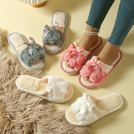 Cotton Plush Slippers for Women Flat Bottom Non-slip Comfortable Slides Fashion Winter Autumn Warm Light Female House Shoes