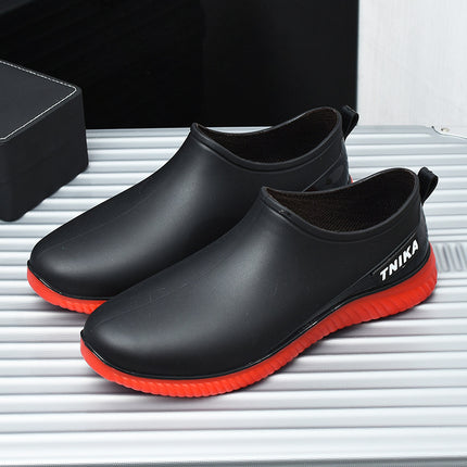 Spring and Autumn Short Tube Rain Shoes Men's Low-top Fashion Fishing Rain Shoes Flat Water Shoes Non-slip Kitchen Waterproof Rubber Shoes fleece-lined