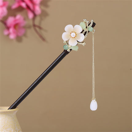 Antique Hairpin Tassel Step Wooden Hairpin Imitation Ebony Headwear Disc Hair Han Clothes Accessories Hair-pulled Ancient Clothes Hair Women