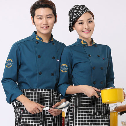 Chef Work Clothes Long Sleeve Men's Autumn and Winter Clothes Hotel Restaurant Catering Chef Clothes Short Sleeve Women's Rear Kitchen Tooling Top