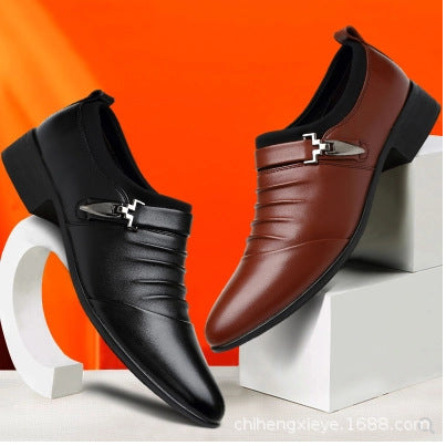 2025 New Business Dress Shoes Men's British Style Pointed Casual Soft Bottom Groom Wedding Performance Dress Shoes