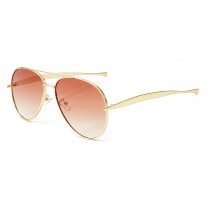New Metal Double Beam Sunglasses Men's Fashion Advanced Pilot Goggles Driving Anti-UV Glasses