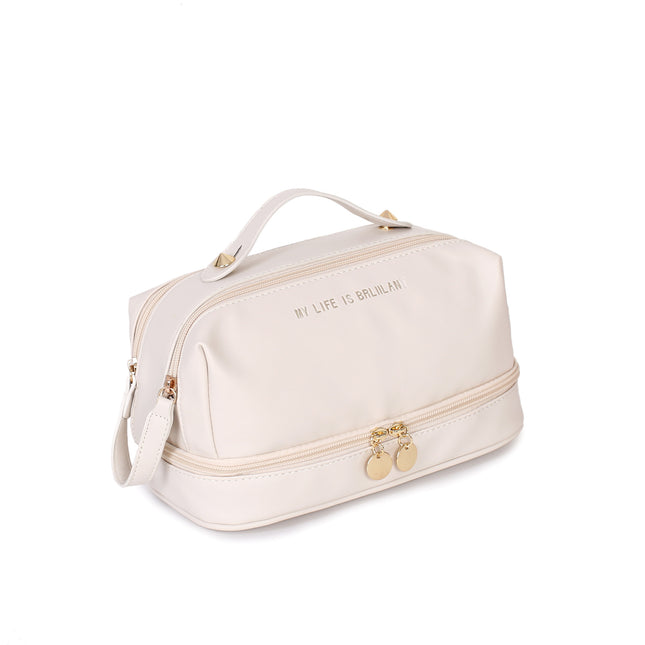 2025 New Pu Leather Portable Cosmetic Bag Large Capacity Divider Skin Care Product Storage Bag Casual Waterproof Toiletry Bag