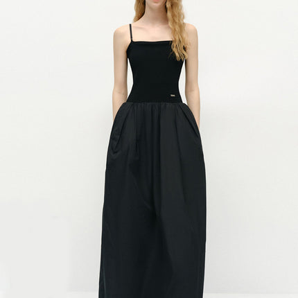 Dress 2025 Autum New Product New Chinoiserie Vase Skirt High Waist Flat Suspender Skirt Black Dress Women's Fashion