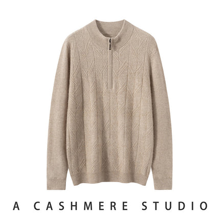Cashmere Sweater 2025 Autumn/Winter New Men's Half-Turtleneck Short Cable Knit Base Sweater