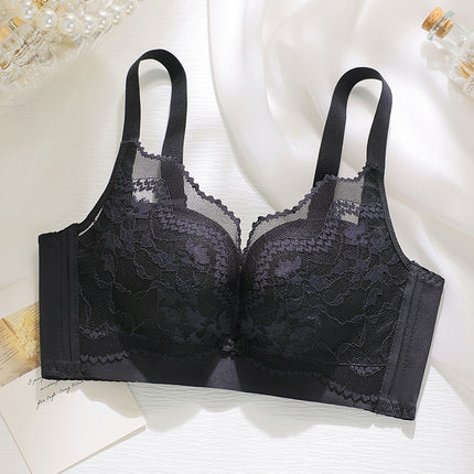 Lace Wire-Free Hole Cup Underwear for Women, Anti-Sagging Adjustable Medium-Thick Cup Warm Bra Push-Up Delivery
