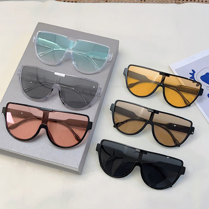 Fashion Large Frame Conjoined Internet Celebrator Same Style Aviator Women's Sunglasses Advanced Sense Trendy Street Photoshoot Windproof Sunglasses