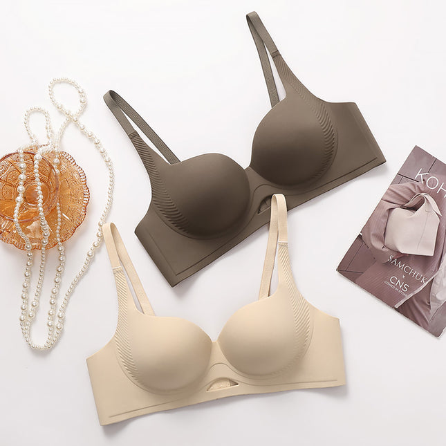 New Hollow-Out Seamless Push-Up Comfortable One-Piece Bra for Women with Small Breasts, No Steel Rims, Breast-Retracting Anti-Sagging Bra