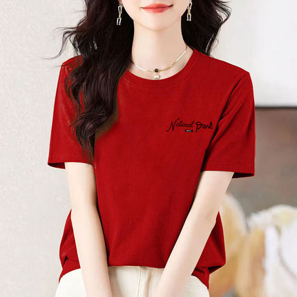 pea green Cotton Short-sleeved T-shirt Women's Colorful Multi-color Optional Summer New All-match Age-reducing Western-style Loose Top