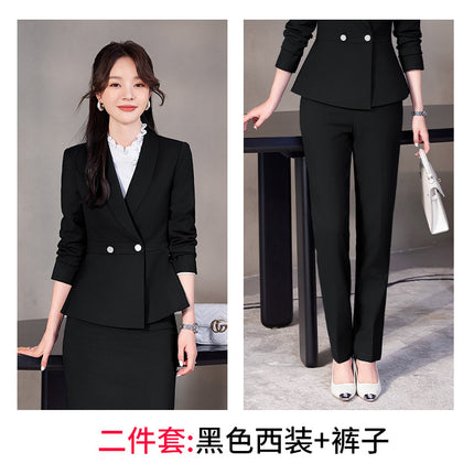 navy blue Professional suit Women's Fashion Elegant Suit Shirt Three-piece Hotel Manager Work Clothes Front Desk Uniform