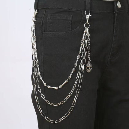 European and American Fashion Trendy Denim Jk Metal Pants Chain Hip-Hop Rock Bone Chain Skull Pendant Personalized Pants Chain