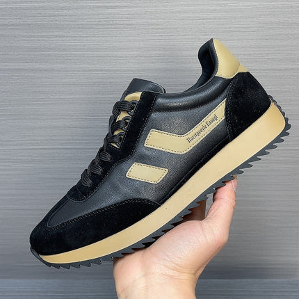 Dexun shoes 2023 Winter genuine leather platform lightweight sports casual shoes men's retro trendy all-matching argan shoes men