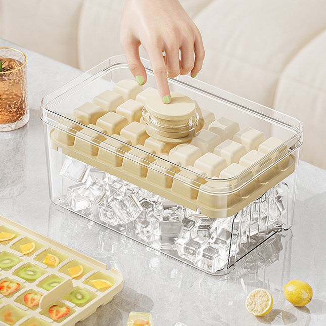 Cross-border pressing ice cube ice cube mould food grade pressing type household ice storage ice box with lid self-making ice box