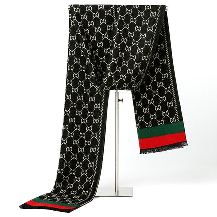 2025 New Autumn and Winter Men's Scarf, Brushed Faux Cashmere Double-Sided, Authentic Korean Style Scarf Wholesale