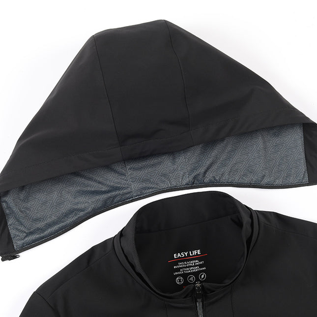 Brand Hooded Men's Jacket Business Casual Removable Hat Jacket Men's Top 2025 Spring and Autumn New