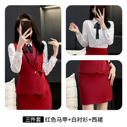 Professional suit women's waistcoat workwear hotel front desk strap vest jewelry store beautician work clothes temperament suit