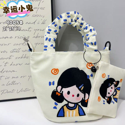In-Stock New Small Cloth Bag Ins Cute Cartoon Women's Summer Cloth Bag Handbag Casual Tote Bag Upgrade