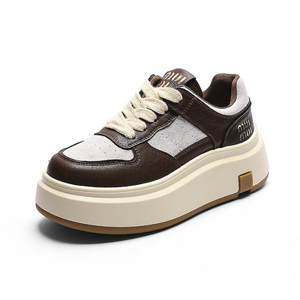 Casual Shoes fleece-lined Comfortable Sneakers Heightened Lightweight Thick-soled German Training Shoes All-match New Winter 2024 Genuine Leather Cotton Shoes for Women