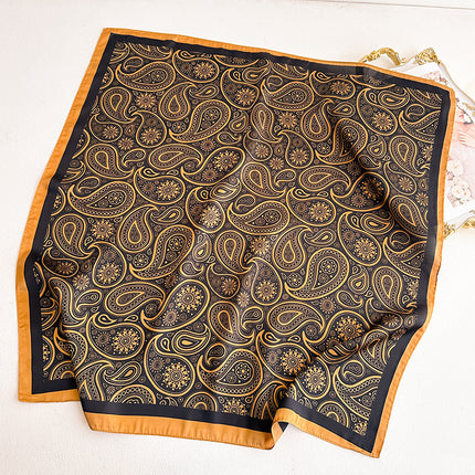 Simulated Silk Printed Silk Scarf for Women, Korean Cashew Leopard Print Headscarf, Four-Season Scarf, Professional Scarf Wholesale
