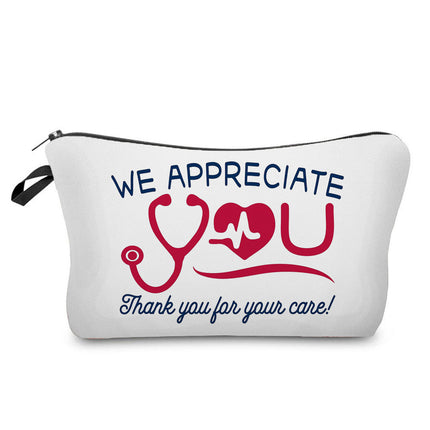 Trendy hot nurse English printing storage bag travel cosmetic bag creative fashion pencil case