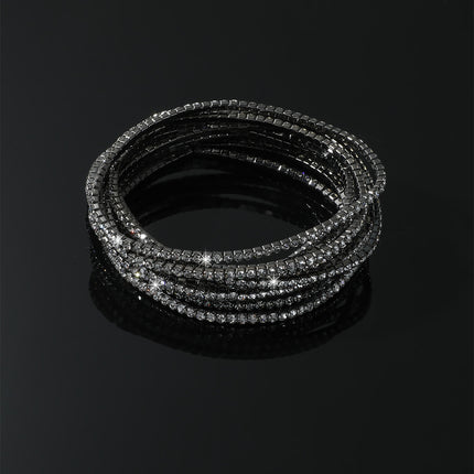 2.0mm Superfine Rhinestone Bracelet Stretch Bridal Bracelet Korean Style Single Row Flash Diamond Stretch Crystal Bracelet