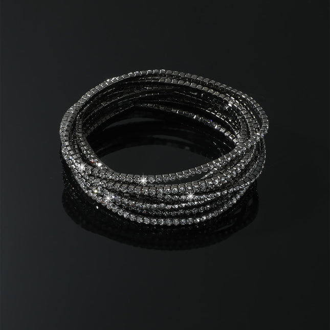 2.0mm Superfine Rhinestone Bracelet Stretch Bridal Bracelet Korean Style Single Row Flash Diamond Stretch Crystal Bracelet
