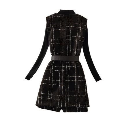 2024 autumn new small tall suit age-reducing foreign style wool vest slim high waist shorts three-piece set