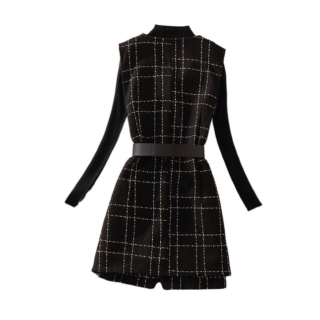 2024 autumn new small tall suit age-reducing foreign style wool vest slim high waist shorts three-piece set