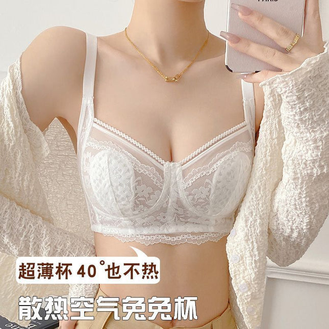 Pure Desire Style Ultra-thin Underwear Women's Large Chest Small Chest Slimming Upper Bra Anti-sagging Tilt Adjustable Bra