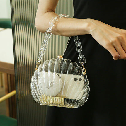 Cross-Border Acrylic Shell Bag, Transparent Evening Bag, Portable Evening Bag, Ladies Bag, Chain Cross-Body Bag