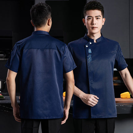 Chef Clothing Men's Short-sleeved Thin Breathable Mesh Wear-resistant Chef Work Clothes Long-sleeved Hotel Kitchen Hot Pot Baking