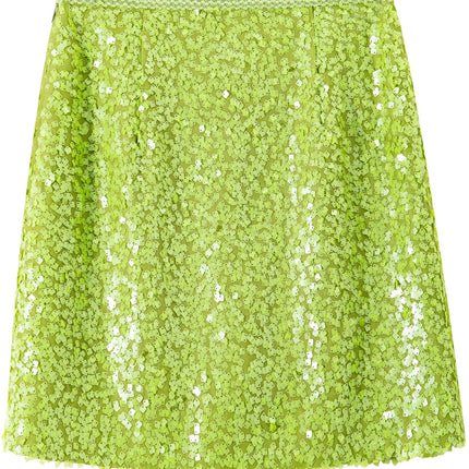 B2082 2025 spring women's new fashion sequin overskirt elastic waist figure dress