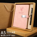 A5 cherry blossom powder soft gift box-elk head-flat buckle 240 pages