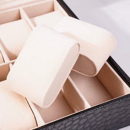 High-End Crocodile Pattern Multi-Compartment Watch Box Jewelry Box Finished Product 10-Compartment Bracelet Jewelry Storage Display Box Cross-Border Shipping