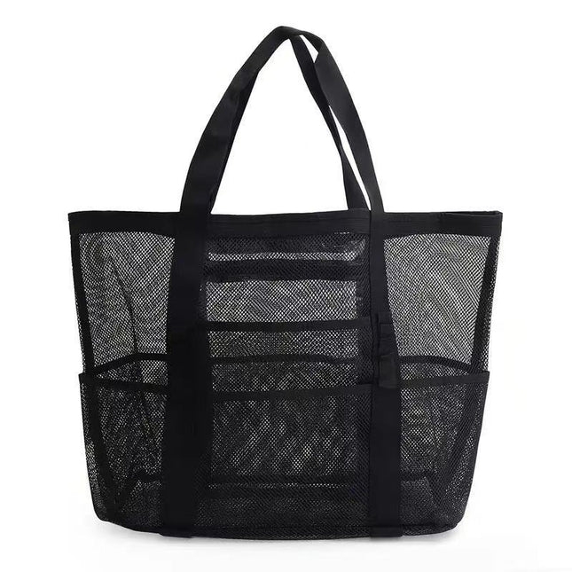 Beach Bag Shoulder Bag Mesh Beach Bag 8-Pocket Bathroom Bag Toy Storage Bag Large Capacity Mesh Cut Out Bag
