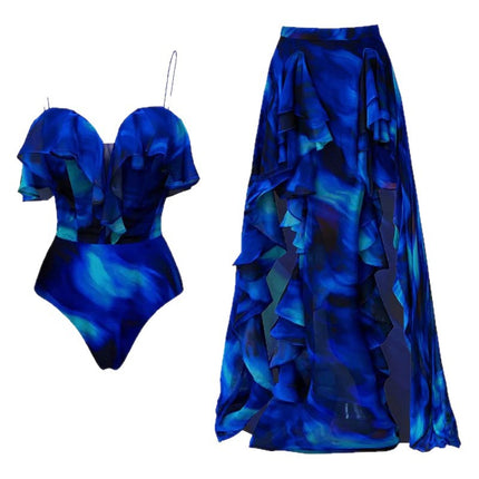 2024 European and American Swimwear New Ruffled Atmosphere Suit Beach Holiday suit Women's Cross-border Explosions