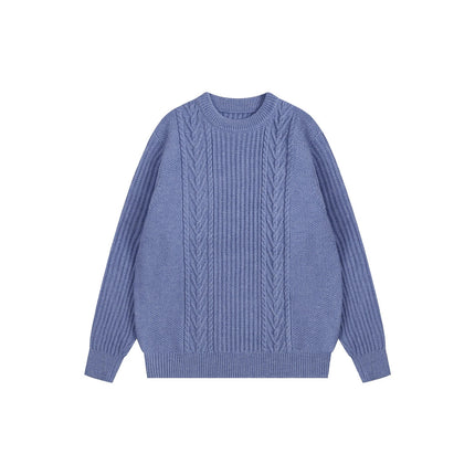 Autumn and Winter Cable Knit Crew Neck Loose Long-Sleeve Knit Sweater Top Casual Versatile Urban Casual
