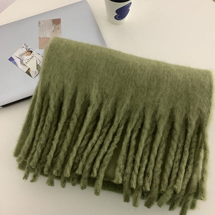 Solid Color Thickened Long Scarf Women's 2024 Autumn and Winter New Korean Style Winter Students All-match Shawl Scarf Pink