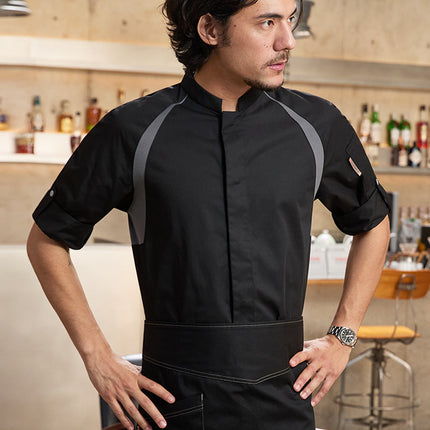 Tesmei Chef Work Clothes Men's Long Sleeve Four Seasons High-end Restaurant Baking Hotel Kitchen Chef Clothes