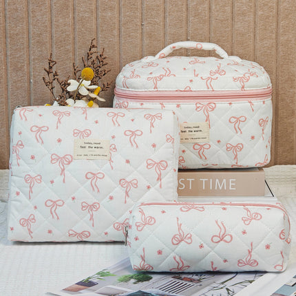 New Cotton Large Capacity Cosmetic Bag Women's Niche Portable Wash Storage Bag Cross-border Small Floral Cute Quilted Bag