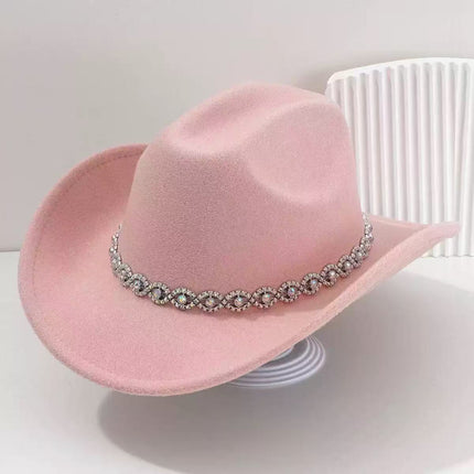 Solid Color Light Board Felt Western Cowboy Hat Outdoor Autum Hat Women's Simple French Hat Men's High-End