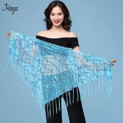 Belly Dance Waist Chain Sequin Tassel Triangle Scarf Performance Hip Scarf Practice Waist Chain Waist Scarf Hip Scarf Clothing Belt Wholesale